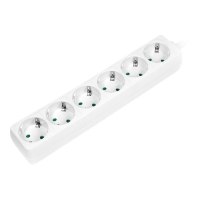 LogiLink - Ciabatta - Corrente alternata 250 V - 3500 Watt - Connessioni di uscita: 6 (tipo F) - Cavo da 1,5 m - bianco