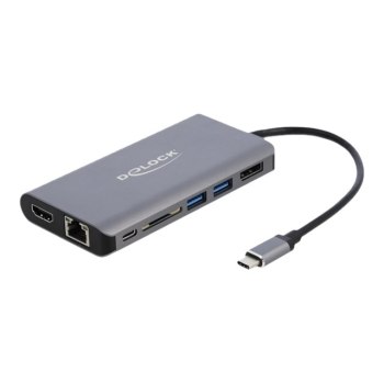 DeLOCK - Externer Videoadapter - USB-C 3.1 Gen 1 - HDMI, DisplayPort, RJ-45, USB 3.0 - Grau - retail