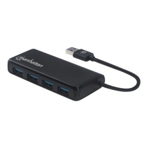 Manhattan USB-A 4-Port Hub, 4x USB-A Ports, 5 Gbps (USB 3.2 Gen1 aka USB 3.0)