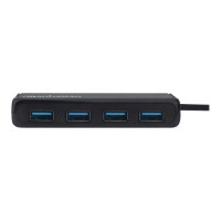 Manhattan USB-A 4-Port Hub, 4x USB-A Ports, 5 Gbps (USB 3.2 Gen1 aka USB 3.0), Bus Power, Equivalent to Startech ST4300PBU3 & ST4300MINU3B, SuperSpeed USB, Black, Three Year Warranty, Box - Hub - 4 x USB 3.2 Gen 1 - Desktop