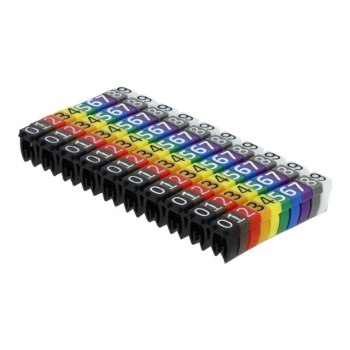 DeLOCK - Set Kabelmarker-Clips - Grau, Schwarz, weiß, Blau, Gelb, Rot, grün, braun, orange, violett