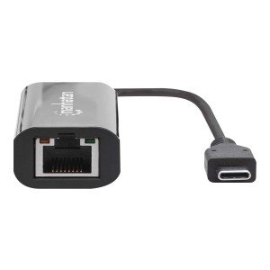 Manhattan USB-C to 2.5GBASE-T Gigabit (10/100/1000 Mbps & 2.5 Gbps) RJ45 Network Adapter, Equivalent to Startech US2GC30, Multi-Gigabit Ethernet, Black, Three Year Warranty, Box - Netzwerkadapter - USB-C 3.2 Gen 1 / Thunderbolt 3 - 10M/100M/1G/2,5 Gigabit