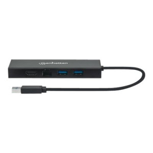 Manhattan USB-A Dock/Hub - Ports (x5): Ethernet, HDMI, USB-A (x2)