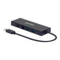 Manhattan USB-A Dock/Hub - Ports (x5): Ethernet, HDMI, USB-A (x2)