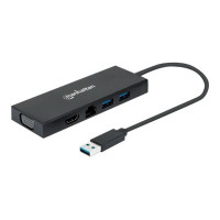 Manhattan USB-A Dock/Hub - Ports (x5): Ethernet, HDMI, USB-A (x2)