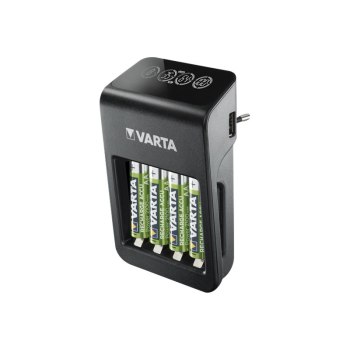 Varta LCD Plug Charger+ - 4 Std. Batterieladegerät / Stromadapter - (für 4xAA/AAA, 1x9V)