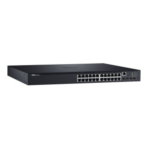 Dell Networking N1524P - Switch - L2+ - managed - 24 x 10/100/1000 + 4 x 10 Gigabit SFP+ - Luftstrom von vorne nach hinten - an Rack montierbar - PoE+ (30.8 W)