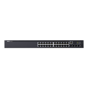 Dell Networking N1524P - Switch - L2+ - managed - 24 x 10/100/1000 + 4 x 10 Gigabit SFP+ - Luftstrom von vorne nach hinten - an Rack montierbar - PoE+ (30.8 W)