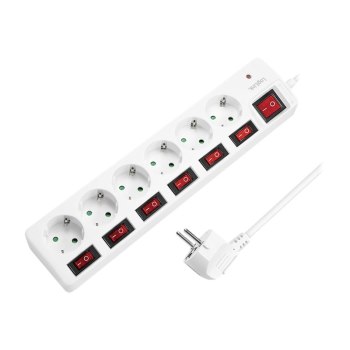 LogiLink - Ciabatta multipla - Corrente alternata 250 V - 3680 Watt - Connessioni di uscita: 6 (6 x CEE 7/3) - Cavo da 1,5 m - Germania - bianco