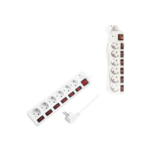 LogiLink - Ciabatta multipla - Corrente alternata 250 V - 3680 Watt - Connessioni di uscita: 6 (6 x CEE 7/3) - Cavo da 1,5 m - Germania - bianco