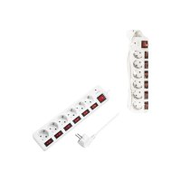 LogiLink - Ciabatta multipla - Corrente alternata 250 V - 3680 Watt - Connessioni di uscita: 6 (6 x CEE 7/3) - Cavo da 1,5 m - Germania - bianco