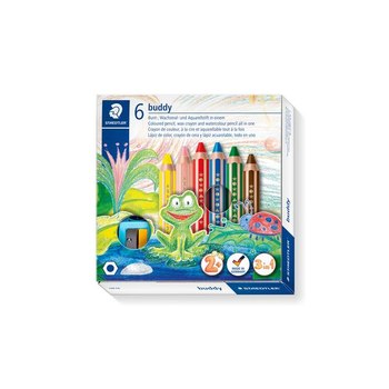 Staedtler Farbstift buddy 3in1 6er Kartonetui. Menge pro Packung: 6 Stück(e), Schreibfarben: Mehrfarbig, Härte: Weich. Durchmesser: 9,5 mm. Verpackungsart: Box