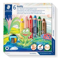 Staedtler Farbstift buddy 3in1 6er Kartonetui. Menge pro Packung: 6 Stück(e), Schreibfarben: Mehrfarbig, Härte: Weich. Durchmesser: 9,5 mm. Verpackungsart: Box