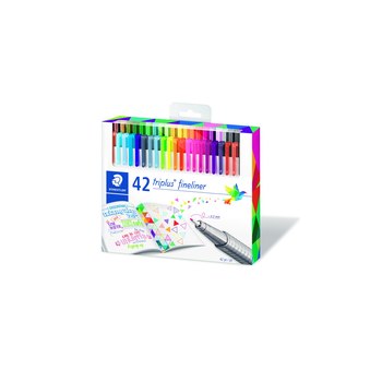 Staedtler triplus fineliner 334. Schreibfarben: Mehrfarbig, Produktfarbe: Gemischte Farben, Gehäusematerial: Polypropylen (PP). Menge pro Packung: 42 Stück(e)