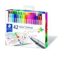 Staedtler triplus fineliner 334. Schreibfarben: Mehrfarbig, Produktfarbe: Gemischte Farben, Gehäusematerial: Polypropylen (PP). Menge pro Packung: 42 Stück(e)