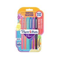 Papermate Flair Tropical. Typ: Verschlossener Gelschreiber, Schreibfarben: Schwarz, Blau, Orange, Pink, Violett, Produktfarbe: Schwarz, Blau, Orange, Pink, Violett. Verpackungsart: Sichtverpackung. Menge pro Packung: 6 Stück(e)