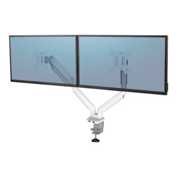 Fellowes Platinum Series - Befestigungskit - einstellbarer Doppelarm - für 2 Monitore - Aluminium - weiß - Bildschirmgröße: bis zu 68,6 cm (bis zu 27 Zoll)