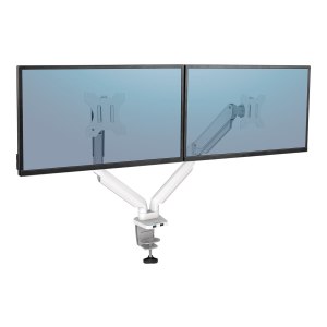 Fellowes Platinum Series - Befestigungskit - einstellbarer Doppelarm - für 2 Monitore - Aluminium - weiß - Bildschirmgröße: bis zu 68,6 cm (bis zu 27 Zoll)