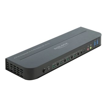 DeLOCK DisplayPort 1.4 KVM Switch 8K 30 Hz with USB 3.0 and Audio - KVM-/Audio-/USB-Switch - 4 x KVM/Audio/USB - 1 lokaler Benutzer - Desktop