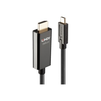 Lindy Adapterkabel - 24 pin USB-C männlich zu HDMI männlich - 5 m - abgeschirmt - Schwarz - rund, aktiver Chip, unterstützt 4K 60 Hz (4096 x 2160)