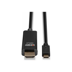 Lindy Adapterkabel - 24 pin USB-C männlich zu HDMI männlich - 5 m - abgeschirmt - Schwarz - rund, aktiver Chip, unterstützt 4K 60 Hz (4096 x 2160)