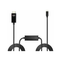 Lindy Adapterkabel - 24 pin USB-C männlich zu HDMI männlich - 5 m - abgeschirmt - Schwarz - rund, aktiver Chip, unterstützt 4K 60 Hz (4096 x 2160)