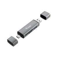 Equip Kartenleser mit USB 3.0-Hub - OTG - MicroSD (TransFlash) - MicroSDHC - SD - SDHC - Grau - CE & RoHS - USB 3.2 Gen 1 (3.1 Gen 1) Type-A/Type-C - Windows 10 - Windows 7 - Windows 8 - Mac OS X 10.10 Yosemite - Mac OS X 10.11 El Capitan - Mac OS X 10.12