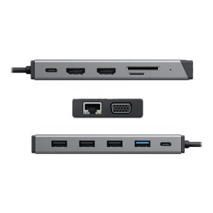 ALOGIC DV3 - Mini-Dock - USB-C - VGA, 2 x HDMI - GigE