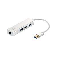 LevelOne USB-0503 - Hub - 3 x SuperSpeed USB 3.0 + 1 x 10/100/1000