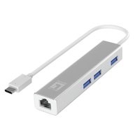 LevelOne Gigabit USB-C Netzwerkadapter mit USB Hub. Übertragungstechnik: Kabelgebunden, Hostschnittstelle: USB Typ-C, Schnittstelle: Ethernet. Maximale Datenübertragungsrate: 1000 Mbit/s. USB. Produktfarbe: Silber