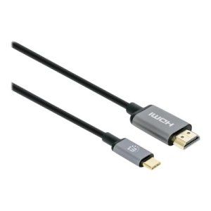 Manhattan USB-C to HDMI Cable, 4K@60Hz, 1m, Black, Male to Male, Three Year Warranty, Polybag - Cavo adattatore - USB-C maschio a HDMI maschio a 24 pin - 1 m - Doppio isolamento - Nero - Supporta 4K 60 Hz (3840 x 2160)