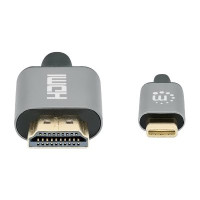 Manhattan USB-C to HDMI Cable, 4K@60Hz, 1m, Black, Male to Male, Three Year Warranty, Polybag - Adapterkabel - 24 pin USB-C männlich zu HDMI männlich - 1 m - Doppelisolierung - Schwarz - unterstützt 4K 60 Hz (3840 x 2160)