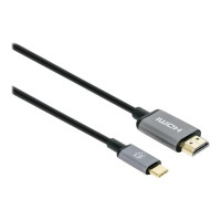 Manhattan USB-C to HDMI Cable, 4K@60Hz, 1m, Black, Male to Male, Three Year Warranty, Polybag - Cavo adattatore - USB-C maschio a HDMI maschio a 24 pin - 1 m - Doppio isolamento - Nero - Supporta 4K 60 Hz (3840 x 2160)