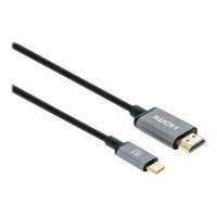 Manhattan USB-C to HDMI Cable, 4K@60Hz, 1m, Black, Male to Male, Three Year Warranty, Polybag - Adapterkabel - 24 pin USB-C männlich zu HDMI männlich - 1 m - Doppelisolierung - Schwarz - unterstützt 4K 60 Hz (3840 x 2160)