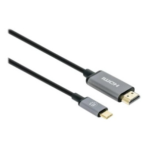 Manhattan USB-C to HDMI Cable, 4K@30Hz, 2m, Black, Male to Male, Three Year Warranty, Polybag - Adapterkabel - 24 pin USB-C männlich zu HDMI männlich - 2 m - Doppelisolierung - Schwarz - unterstützt 4K 60 Hz (3840 x 2160)