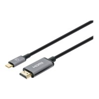 Manhattan USB-C to HDMI Cable, 4K@30Hz, 2m, Black, Male to Male, Three Year Warranty, Polybag - Adapterkabel - 24 pin USB-C männlich zu HDMI männlich - 2 m - Doppelisolierung - Schwarz - unterstützt 4K 60 Hz (3840 x 2160)