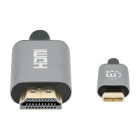 Manhattan USB-C to HDMI Cable, 4K@30Hz, 2m, Black, Male to Male, Three Year Warranty, Polybag - Adapterkabel - 24 pin USB-C männlich zu HDMI männlich - 2 m - Doppelisolierung - Schwarz - unterstützt 4K 60 Hz (3840 x 2160)