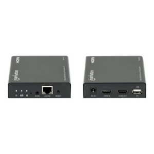 Manhattan 1080p HDMI KVM over IP Extender Kit, HDMI Extender via Single Cat5e/6 fino a 120 m, con IR e KVM, nero, tre anni di garanzia, confezione retail - Extender KVM/infrarossi - via CAT 6 - USB - fino a 120 m