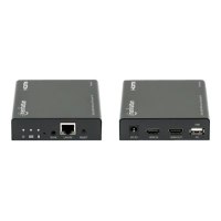 Manhattan 1080p HDMI KVM over IP Extender Kit, HDMI Extender by Single Cat5e/6 up to 120m, with IR and KVM, Black, Three Year Warranty, Retail Box - KVM/Infrarot-Extender - über CAT 6 - USB - bis zu 120 m