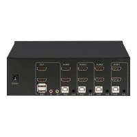 Manhattan HDMI KVM Switch 4-Port, 4K@30Hz, USB-A/3.5mm Audio/Mic Connections, Cables included, Audio Support, Control 4x computers from one pc/mouse/screen, USB Powered, Black, Three Year Warranty, Boxed - KVM-/Audio-/USB-Switch - 4 x KVM/Audio - 1 lokale