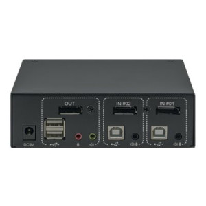 Manhattan DisplayPort 1.2 KVM Switch 2-Port, 4K@60Hz, USB-A/3.5mm Audio/Mic Connections, Cables included, Audio Support, Control 2x computers from one pc/mouse/screen, USB Powered, Black, Three Year Warranty, Boxed - KVM-/Audio-/USB-Switch - 2 x KVM/Audio