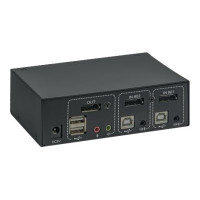 Manhattan DisplayPort 1.2 KVM Switch 2-Port, 4K@60Hz, USB-A/3.5mm Audio/Mic Connections, Cables included, Audio Support, Control 2x computers from one pc/mouse/screen, USB Powered, Black, Three Year Warranty, Boxed - KVM-/Audio-/USB-Switch - 2 x KVM/Audio