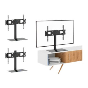 Manhattan TV & Monitor Mount, Desk, 1 screen, Screen Sizes: 32-65", Black, Stand Assembly, VESA 100X100 to 600 X 400mm, Max 45kg, Tempered Glass Base, Lifetime Warranty - installation - for LCD display - steel, tempered glass - black - screen size: 81.3-