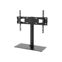 Manhattan TV & Monitor Mount, Desk, 1 screen, Screen Sizes: 32-65", Black, Stand Assembly, VESA 100X100 to 600 X 400mm, Max 45kg, Tempered Glass Base, Lifetime Warranty - Aufstellung - für LCD-Display - Stahl, Temperglas - Schwarz - Bildschirmgröße: 81.3-