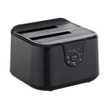 Conceptronic DONN12B Dual Bay - HDD-Dockingstation mit Ein/Aus-Schalter Schächte: 2 - 2,5" / 3,5" gemeinsam genutzt (6,4 cm/8,9 cm gemeinsam genutzt) - SATA - USB 3.0 - Schwarz