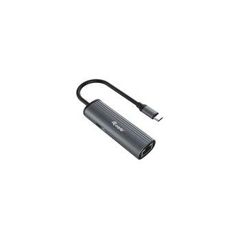 Equip USB-C-auf-RJ45-Gigabit-Netzwerk + PD-Adapter - USB Typ-C - 100 W - 10,100,1000 Mbit/s - Schwarz - Grau - RJ-45 - USB 3.2 Gen 1 (3.1 Gen 1) Type-C - Aluminium