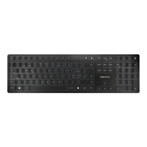 CHERRY KW 9100 SLIM - Tastatur - kabellos - 2.4 GHz, Bluetooth 4.0 - Schweiz - Tastenschalter: CHERRY SX - Schwarz, Silber