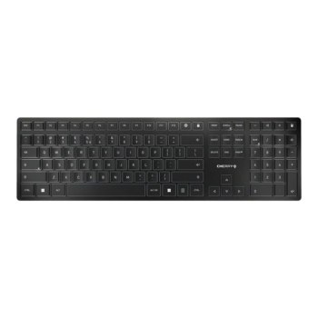 CHERRY KW 9100 SLIM - Tastatur - kabellos - 2.4 GHz, Bluetooth 4.0 - Spanisch - Tastenschalter: CHERRY SX - Schwarz, Silber