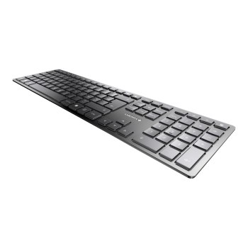 CHERRY KW 9100 SLIM - Tastatur - kabellos - 2.4 GHz, Bluetooth 4.0 - Französisch - Tastenschalter: CHERRY SX - Schwarz, Silber