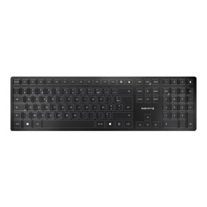 CHERRY KW 9100 SLIM - Tastatur - kabellos - 2.4 GHz, Bluetooth 4.0 - Französisch - Tastenschalter: CHERRY SX - Schwarz, Silber